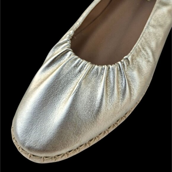 Cole Haan Platinum Gold Leather Espadrille Flats Size 9B Grand 360 New With Tags - Picture 11 of 11
